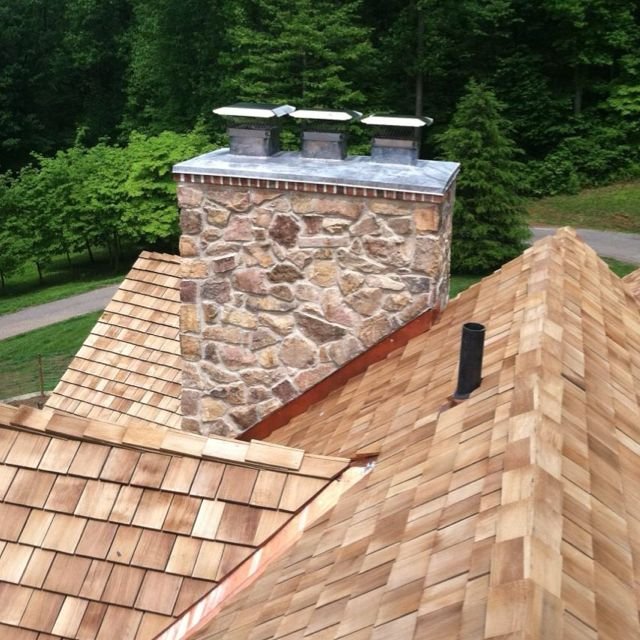 Shingle roof chimeny